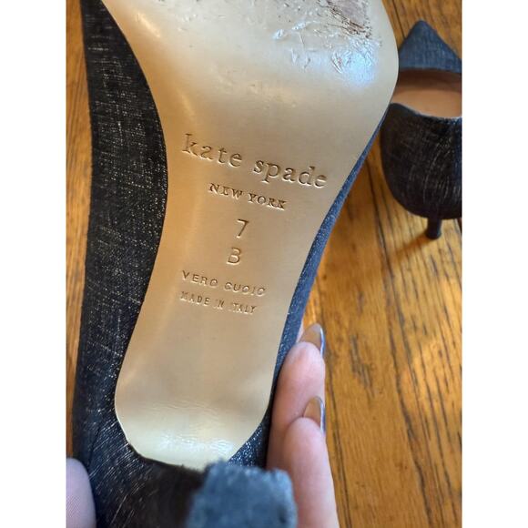 Kate Spade Shoes Womens Size 7B Blue Pointed Toe High Heel Pumps Made Italy - Picture 7 of 8